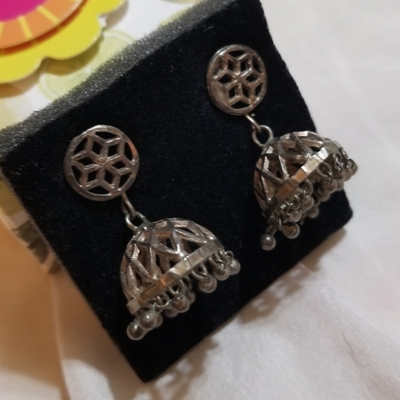 ANTIQUE belly dancer KUCHI sterling silver earrings - Picture 4 of 6